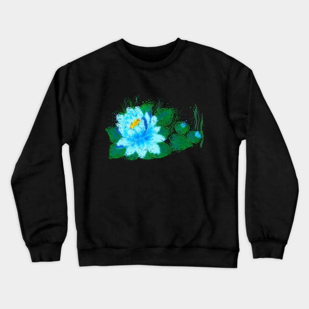 Light Blue Waterlily Crewneck Sweatshirt by Lighttera